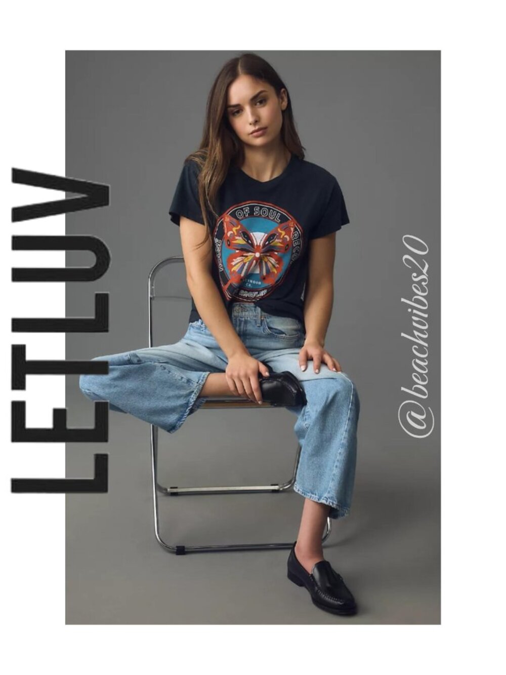 LETLUV by ANTHROPOLOGIE House of Soul Records Graphic Tee Black XL NWT
